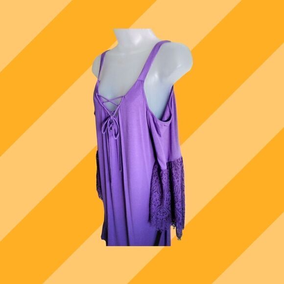 DRESS  Cut out SHOULDER MIDI COLLEN LOPEZ  Purple Large NEVER WORN - Picture 10 of 12